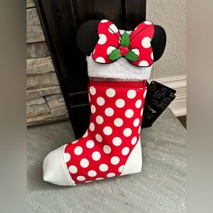 Loungefly Disney Minnie Mouse Red White Polka Dot Stocking Cross Body Bag Purse
